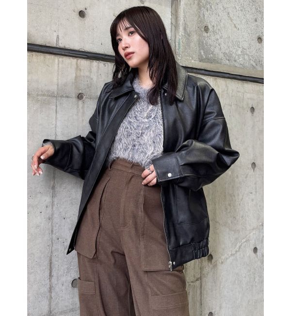 MURUA「ヴィンテージフェイクレザーブルゾン」|ブルゾン・スタジャン|