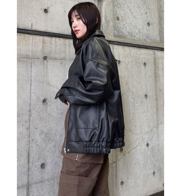 MURUA「ヴィンテージフェイクレザーブルゾン」|ブルゾン・スタジャン|