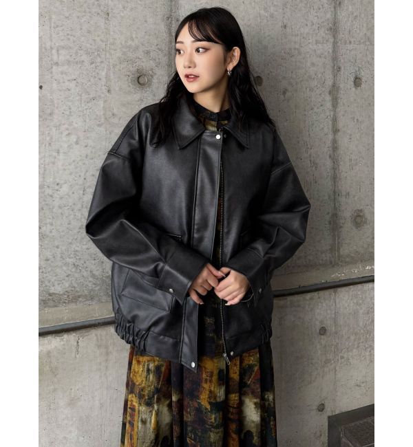 MURUA「ヴィンテージフェイクレザーブルゾン」|ブルゾン・スタジャン|