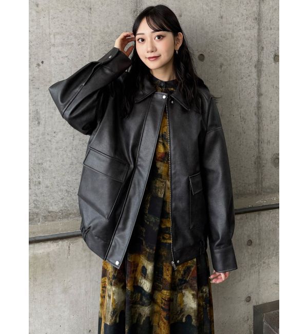 MURUA「ヴィンテージフェイクレザーブルゾン」|ブルゾン・スタジャン|