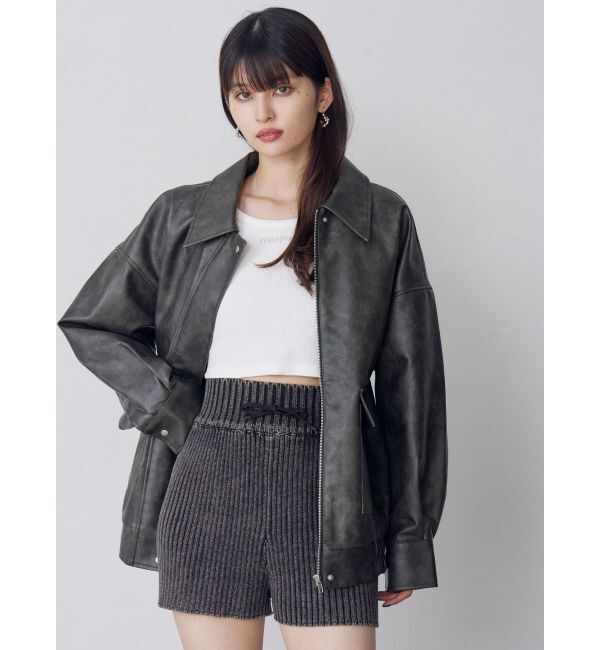 MURUA「ヴィンテージフェイクレザーブルゾン」|ブルゾン・スタジャン|