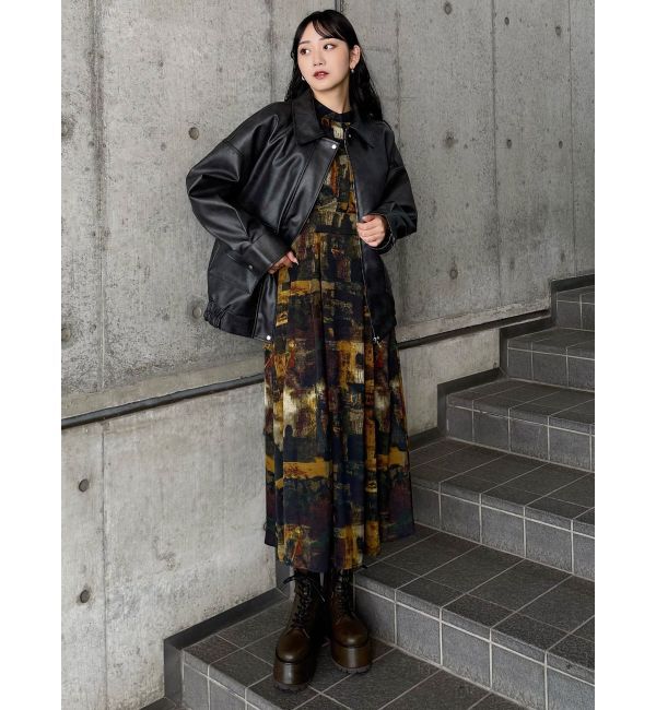 MURUA「ヴィンテージフェイクレザーブルゾン」|ブルゾン・スタジャン|