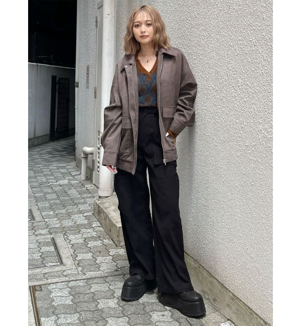 MURUA「ヴィンテージフェイクレザーブルゾン」|ブルゾン・スタジャン|