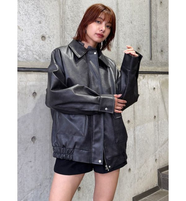 MURUA「ヴィンテージフェイクレザーブルゾン」|ブルゾン・スタジャン|