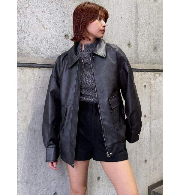 MURUA「ヴィンテージフェイクレザーブルゾン」|ブルゾン・スタジャン|