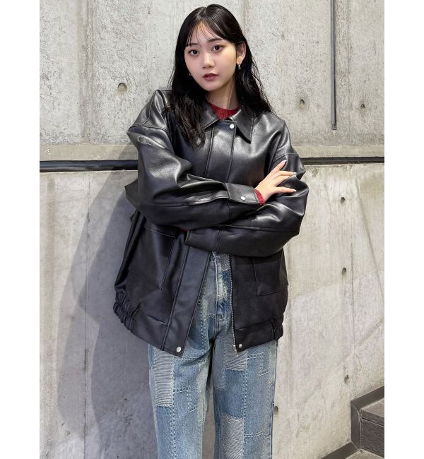 MURUA「ヴィンテージフェイクレザーブルゾン」|ブルゾン・スタジャン|