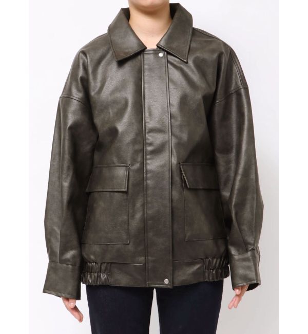 MURUA「ヴィンテージフェイクレザーブルゾン」|ブルゾン・スタジャン|