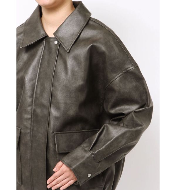 MURUA「ヴィンテージフェイクレザーブルゾン」|ブルゾン・スタジャン|