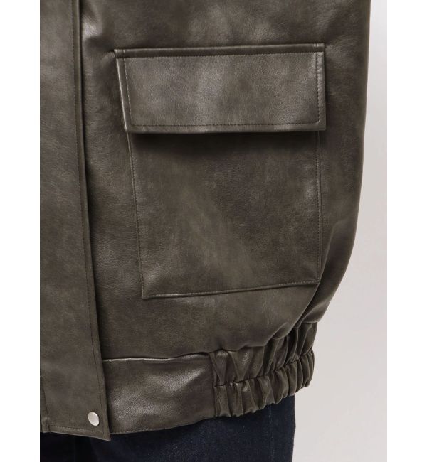 MURUA「ヴィンテージフェイクレザーブルゾン」|ブルゾン・スタジャン|