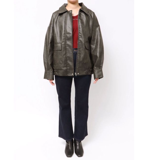 MURUA「ヴィンテージフェイクレザーブルゾン」|ブルゾン・スタジャン|