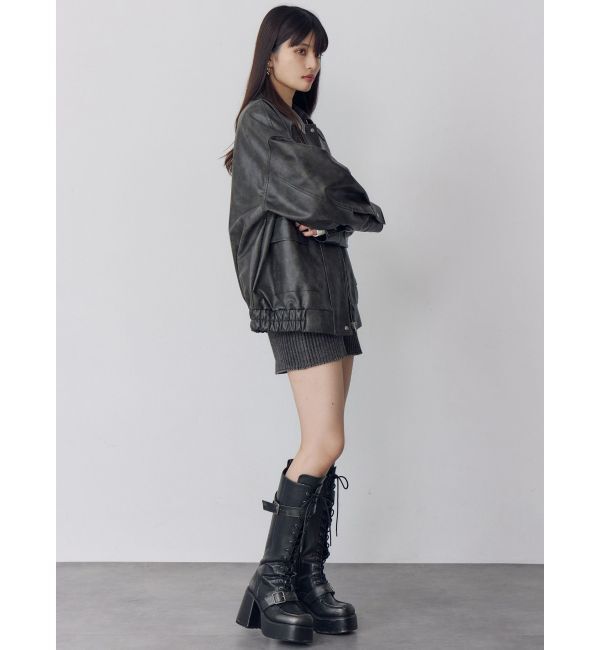 MURUA「ヴィンテージフェイクレザーブルゾン」|ブルゾン・スタジャン|