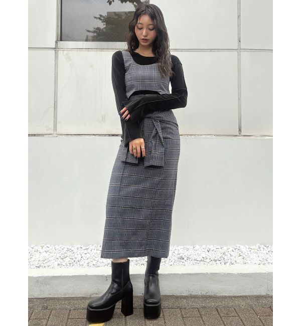 MURUA「【YUKKOコラボ】2WAYシャツライクジャンスカ」|ジャンパースカート|