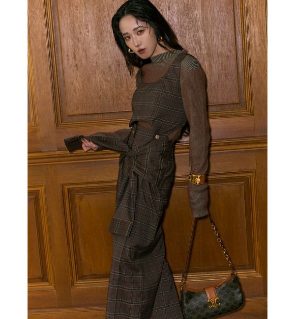 MURUA「【YUKKOコラボ】2WAYシャツライクジャンスカ」|ジャンパースカート|ブラウン