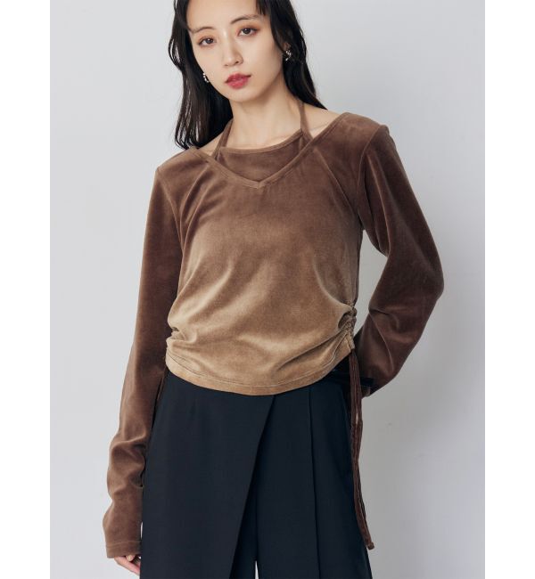 MURUA「ホルターネックベロアトップス」|Tシャツ・カットソー|ベージュ