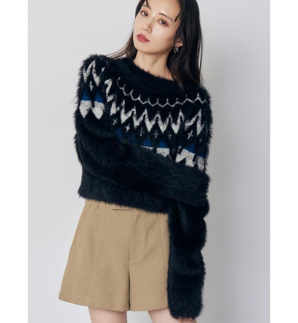 MURUA「ノルディッククロップドニット」|ニット・セーター|ブラック