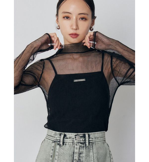 MURUA「ロゴプレートスクエアキャミ」|キャミソール|ブラック