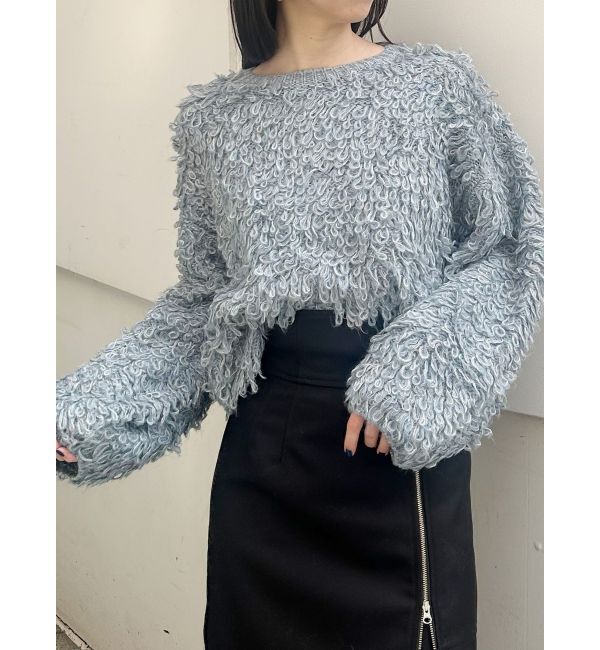 MURUA「ループヤーンボリュームスリーブニット」|ニット・セーター|ブルー