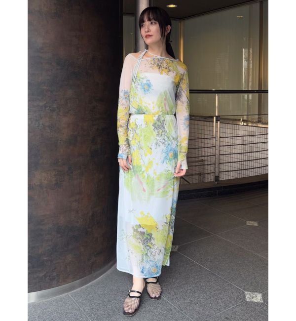 LAGUNAMOON「【DELIGENCE PARLOURコラボ】アートフラワープリントシアースカート」|スカート|