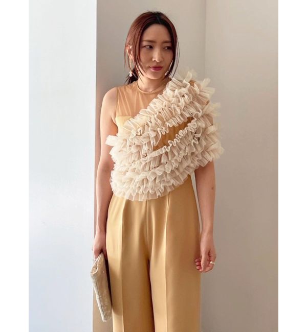 LAGUNAMOON「LADYチュールオフショルパンツドレス」|ドレス|