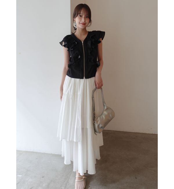 LAGUNAMOON「アシメティアードコットンスカート」|スカート|