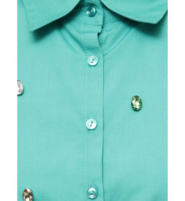 EVRIS「ビジューノースリーブクロップドシャツ」|シャツ・ブラウス|