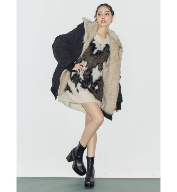 EVRIS「アニマルシャギーオーバーサイズニットトップス」|ニット・セーター|