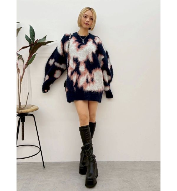 EVRIS「アニマルシャギーオーバーサイズニットトップス」|ニット・セーター|