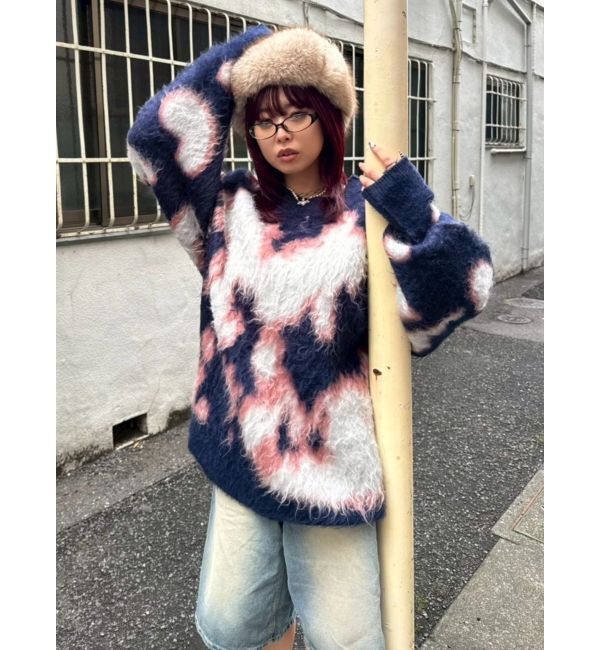 EVRIS「アニマルシャギーオーバーサイズニットトップス」|ニット・セーター|