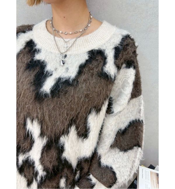 EVRIS「アニマルシャギーオーバーサイズニットトップス」|ニット・セーター|