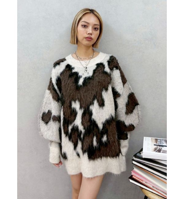 EVRIS「アニマルシャギーオーバーサイズニットトップス」|ニット・セーター|