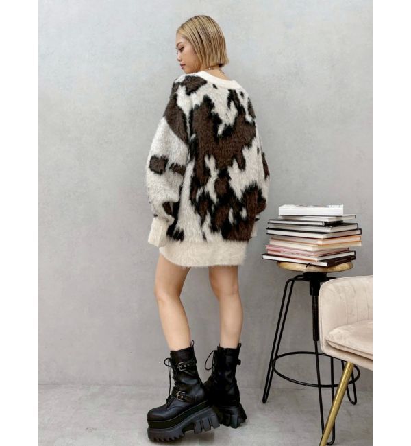 EVRIS「アニマルシャギーオーバーサイズニットトップス」|ニット・セーター|