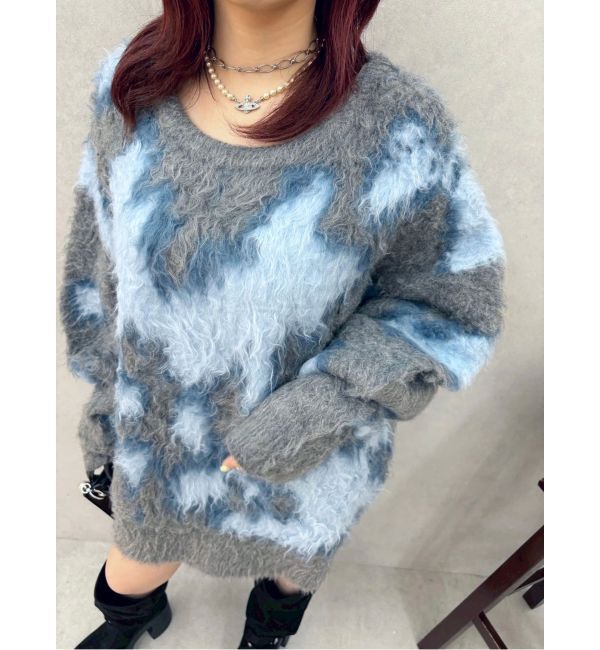 EVRIS「アニマルシャギーオーバーサイズニットトップス」|ニット・セーター|