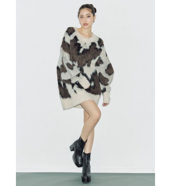 EVRIS「アニマルシャギーオーバーサイズニットトップス」|ニット・セーター|