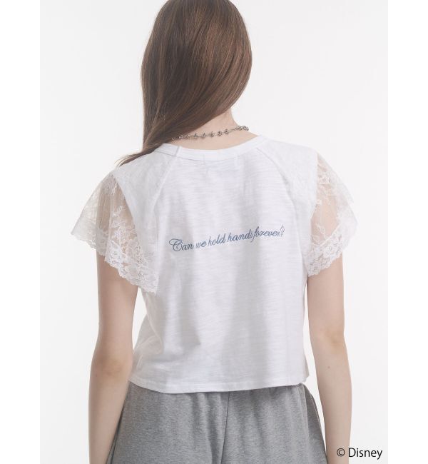 jouetie「【Mickey&Minnie】ILOVEレースリメイクトップス」|Tシャツ・カットソー|