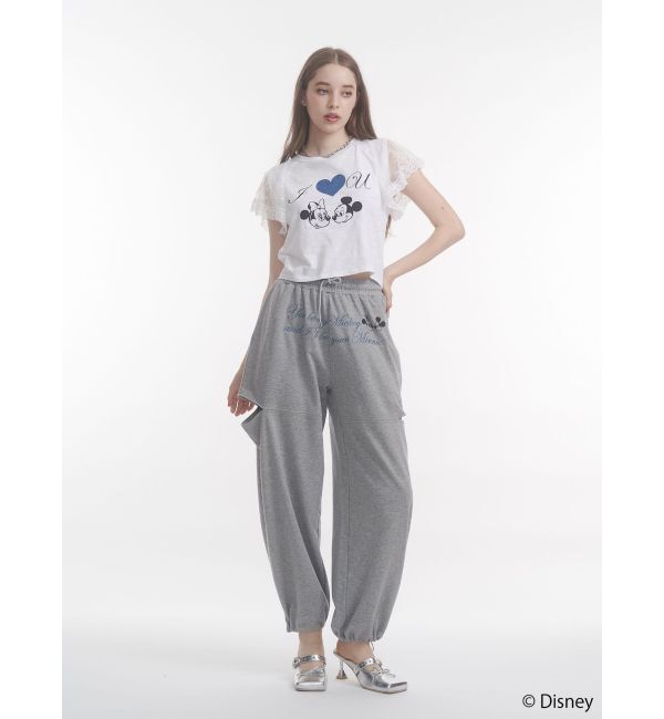 jouetie「【Mickey&Minnie】ILOVEレースリメイクトップス」|Tシャツ・カットソー|