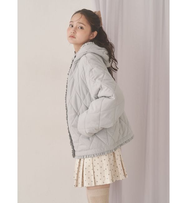 merry jenny「フリルキルティングフードジャケット」|ダウン|