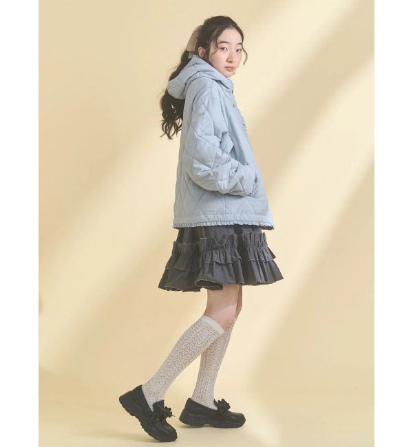 merry jenny「フリルキルティングフードジャケット」|ダウン|