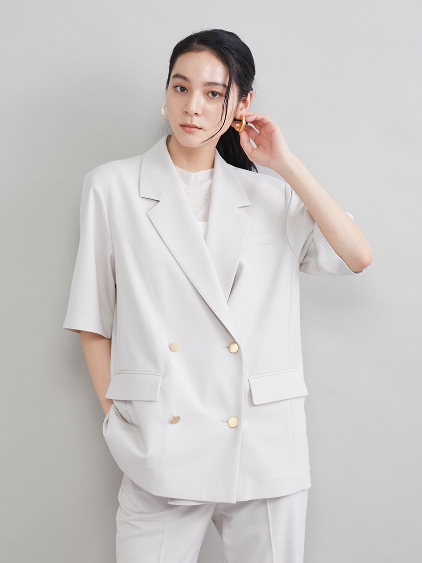 Mila Owen「ＵＶカット金釦ハーフスリーブジャケット」|テーラードジャケット|