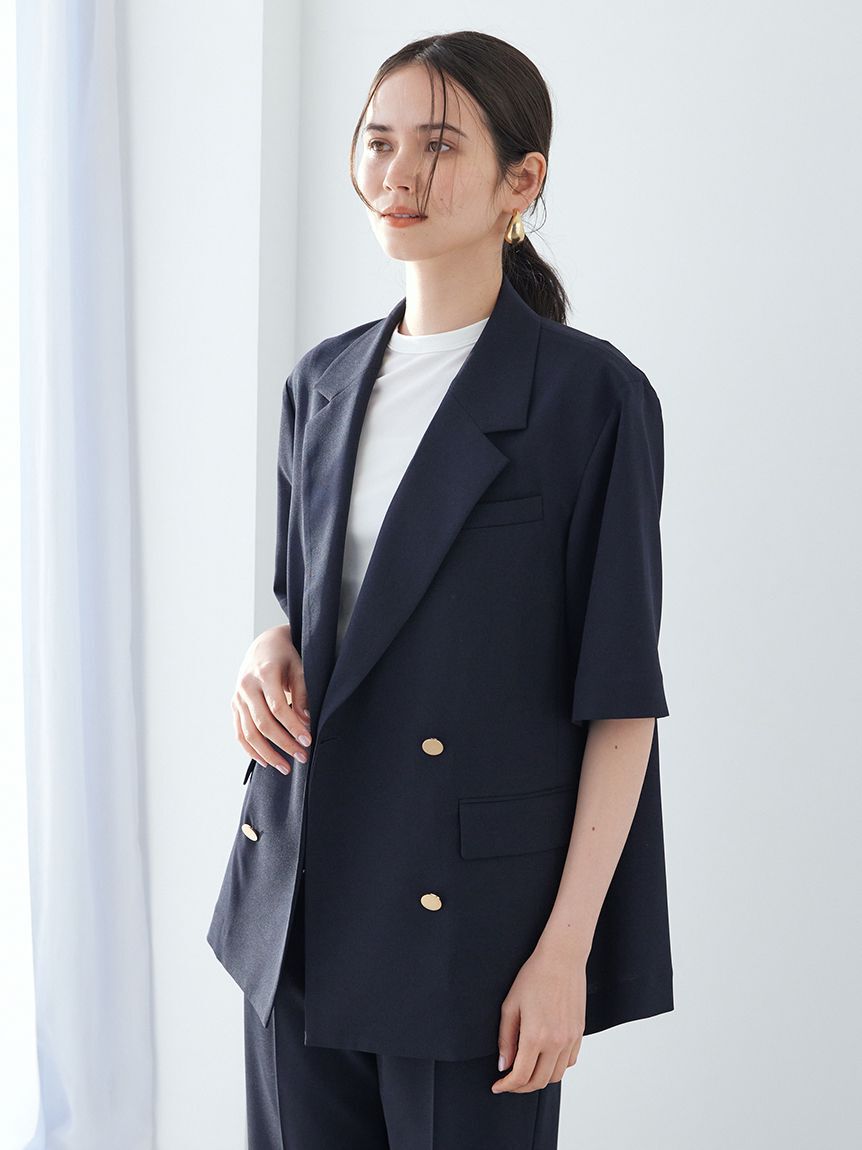 Mila Owen「ＵＶカット金釦ハーフスリーブジャケット」|テーラードジャケット|