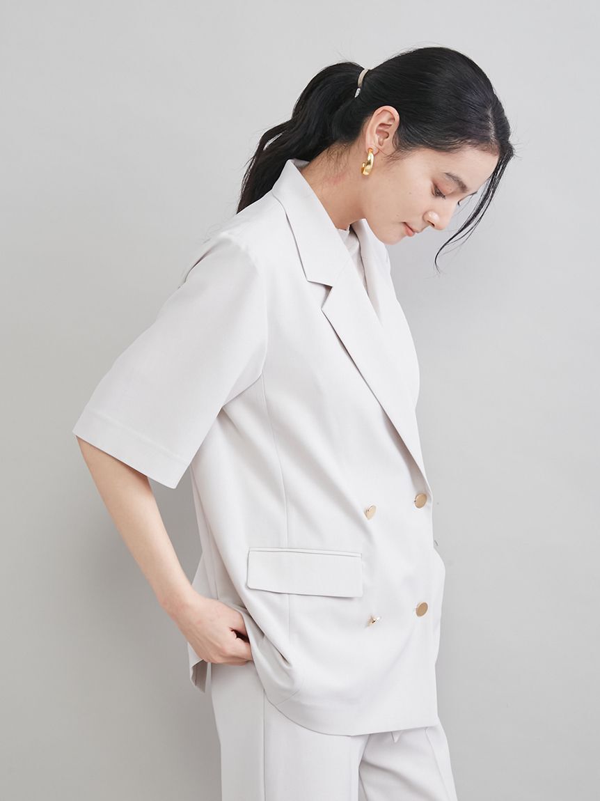 Mila Owen「ＵＶカット金釦ハーフスリーブジャケット」|テーラードジャケット|