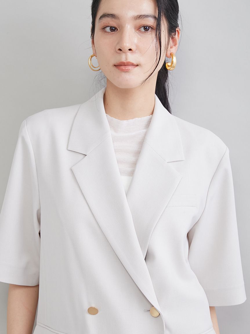 Mila Owen「ＵＶカット金釦ハーフスリーブジャケット」|テーラードジャケット|