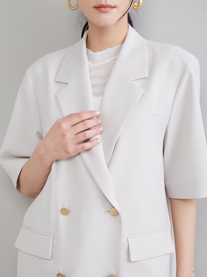 Mila Owen「ＵＶカット金釦ハーフスリーブジャケット」|テーラードジャケット|