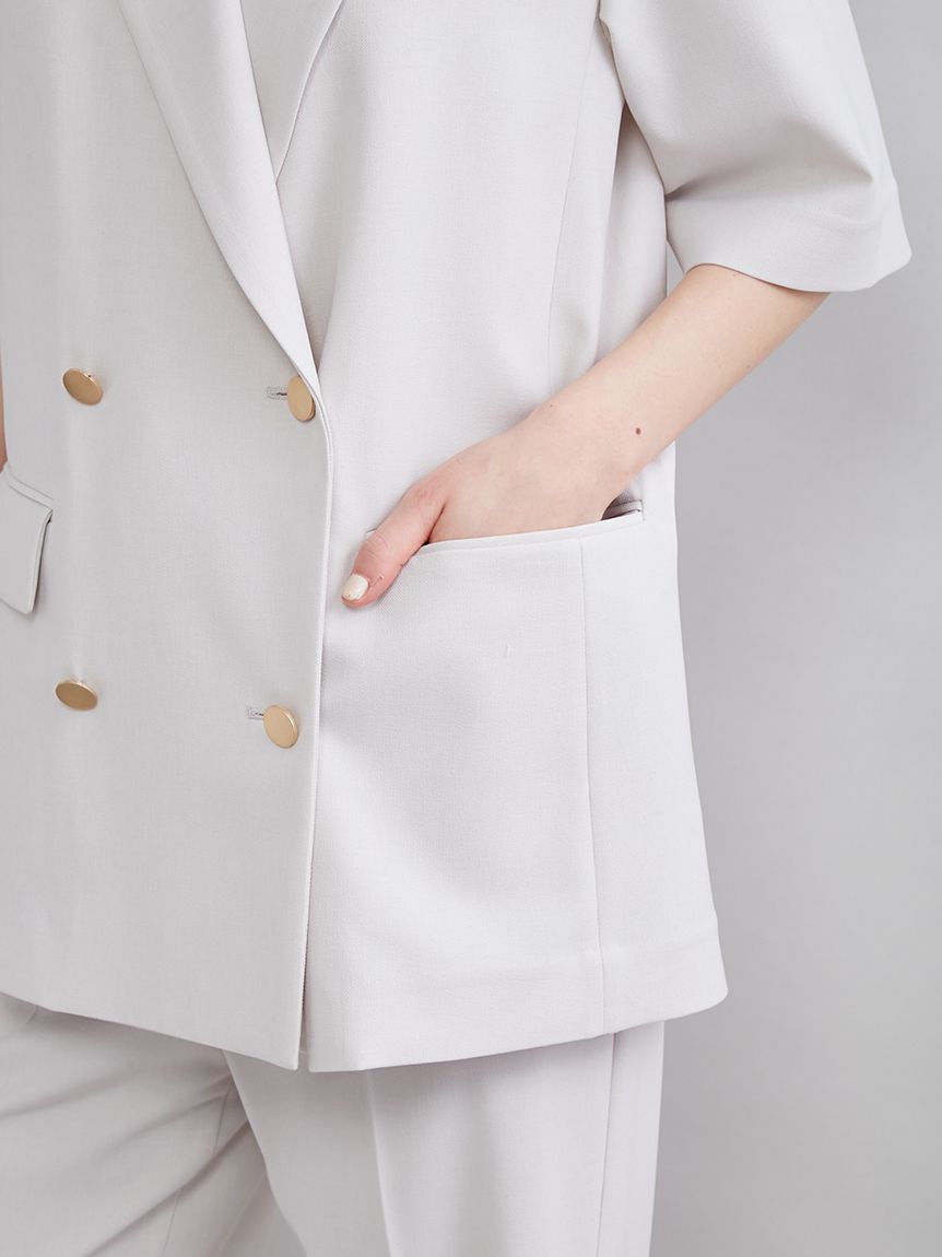 Mila Owen「ＵＶカット金釦ハーフスリーブジャケット」|テーラードジャケット|