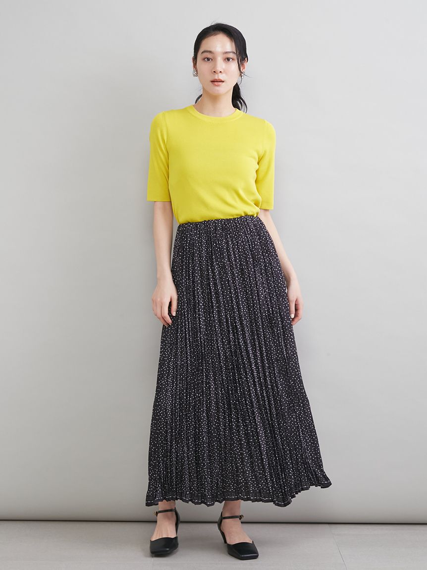Mila Owen「ドットプリントワッシャープリーツスカート」|スカート|