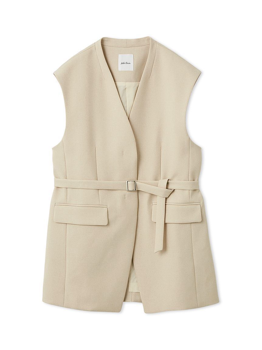 Mila Owen「共ベルト付きオーバーサイズノーカラーベスト」|ダウンベスト・ベスト|IVR