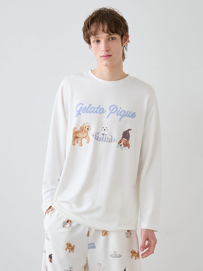 gelato pique「【UNISEX】プレイフルDOGワンポイントロンT」|ルームウェア|