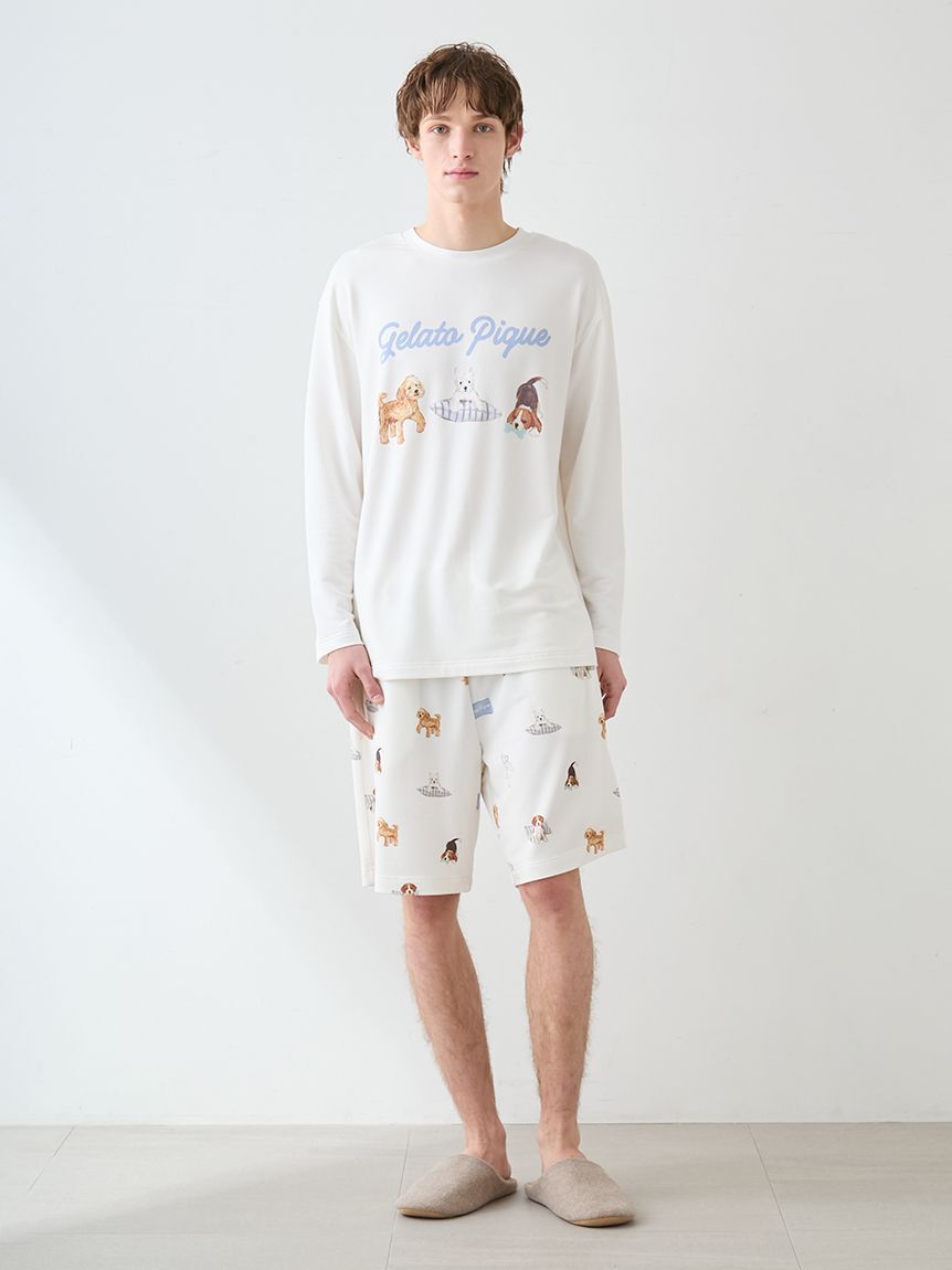 gelato pique「【UNISEX】プレイフルDOGワンポイントロンT」|ルームウェア|