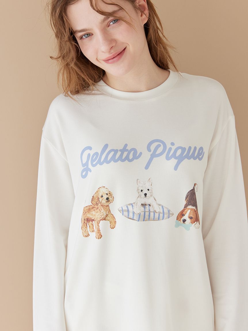 gelato pique「【UNISEX】プレイフルDOGワンポイントロンT」|ルームウェア|