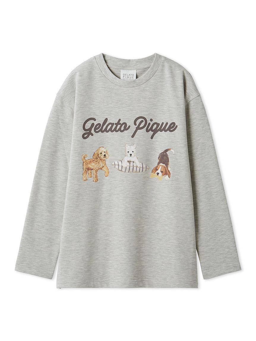 gelato pique「【UNISEX】プレイフルDOGワンポイントロンT」|ルームウェア|GRY