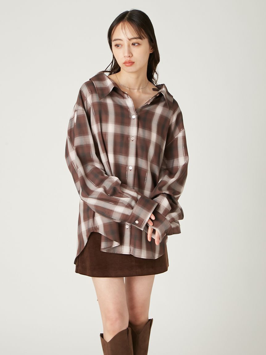 FRAY I.D「オンブレラメチェックアシメシャツ」|シャツ・ブラウス|